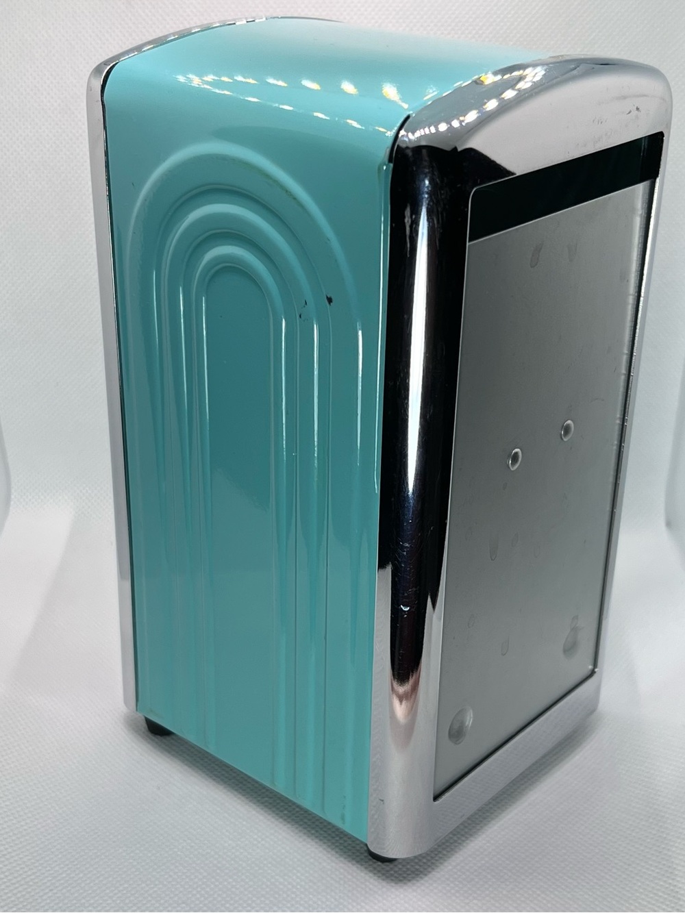 Vintage 1996 Homer Laughlin Fiestaware Retro Turquoise Metal Napkin Dispenser